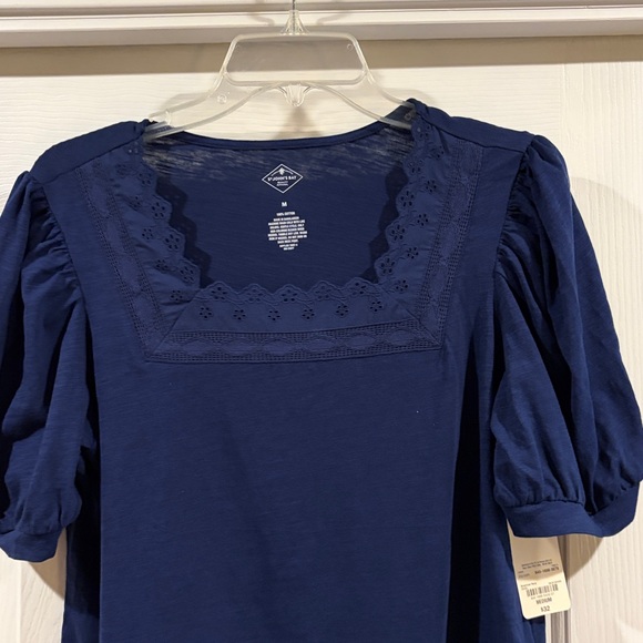 St. John’s Bay Navy Puff Sleeve Square Neck Top NWT size M - Picture 4 of 5